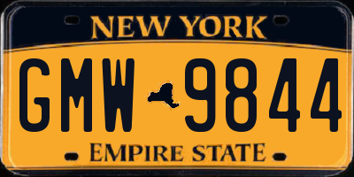 NY license plate GMW9844
