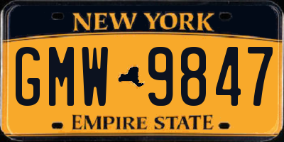 NY license plate GMW9847