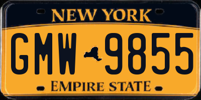NY license plate GMW9855