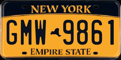 NY license plate GMW9861