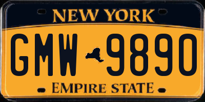 NY license plate GMW9890