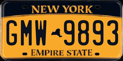 NY license plate GMW9893
