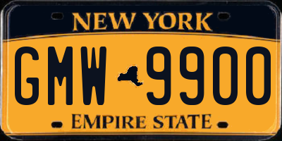 NY license plate GMW9900