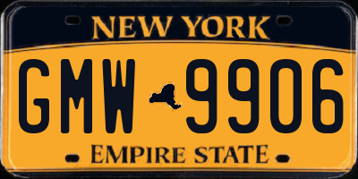 NY license plate GMW9906
