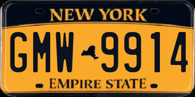 NY license plate GMW9914
