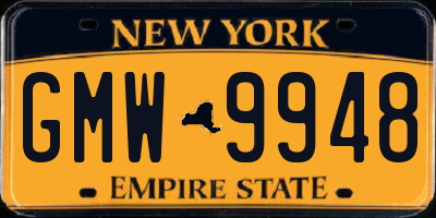 NY license plate GMW9948