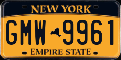 NY license plate GMW9961