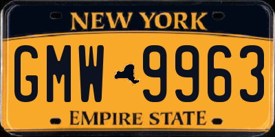 NY license plate GMW9963