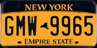 NY license plate GMW9965