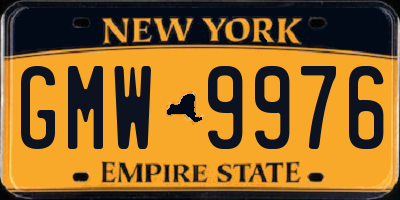 NY license plate GMW9976