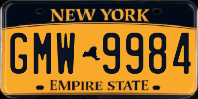 NY license plate GMW9984