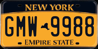 NY license plate GMW9988