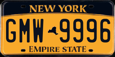 NY license plate GMW9996