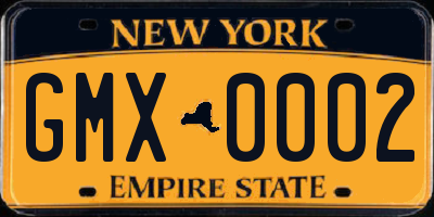 NY license plate GMX0002