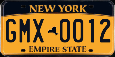 NY license plate GMX0012