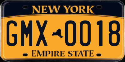 NY license plate GMX0018