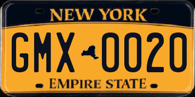 NY license plate GMX0020