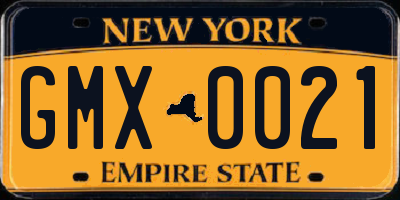 NY license plate GMX0021