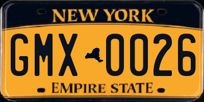 NY license plate GMX0026