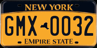 NY license plate GMX0032