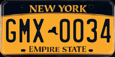 NY license plate GMX0034