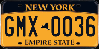 NY license plate GMX0036