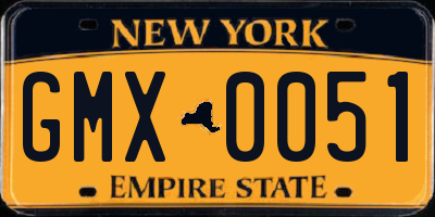 NY license plate GMX0051