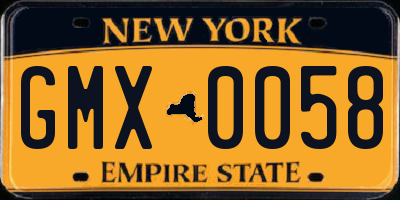 NY license plate GMX0058