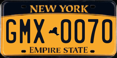 NY license plate GMX0070