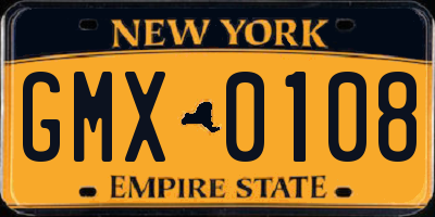 NY license plate GMX0108