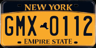 NY license plate GMX0112