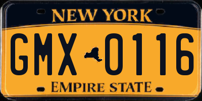 NY license plate GMX0116