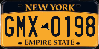 NY license plate GMX0198