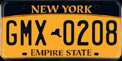 NY license plate GMX0208