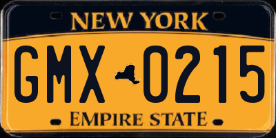 NY license plate GMX0215