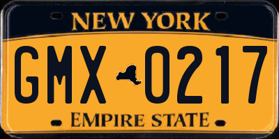 NY license plate GMX0217