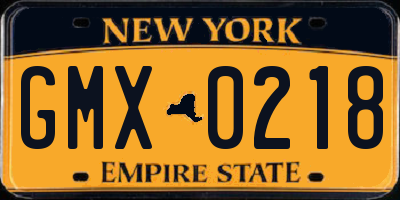 NY license plate GMX0218