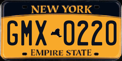 NY license plate GMX0220