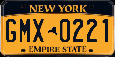 NY license plate GMX0221