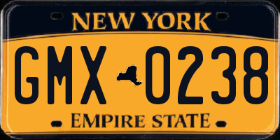 NY license plate GMX0238