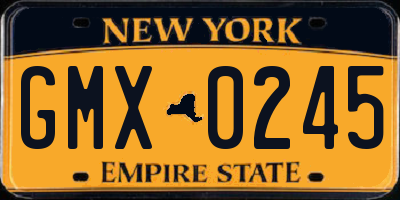 NY license plate GMX0245