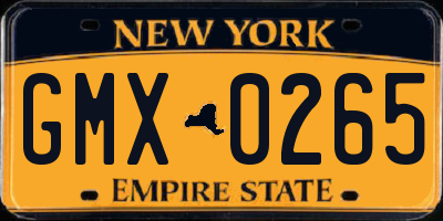 NY license plate GMX0265