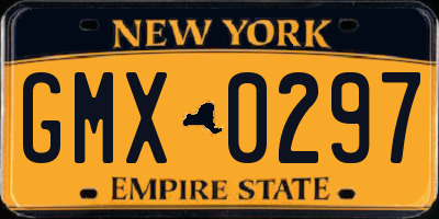 NY license plate GMX0297