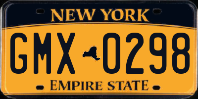 NY license plate GMX0298