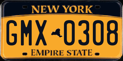 NY license plate GMX0308