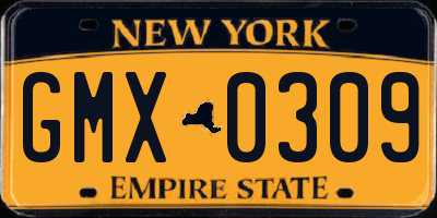 NY license plate GMX0309