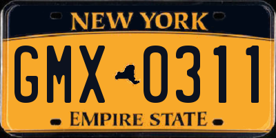 NY license plate GMX0311
