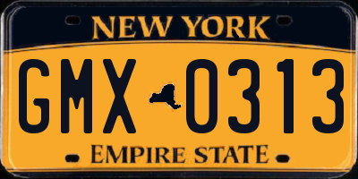 NY license plate GMX0313
