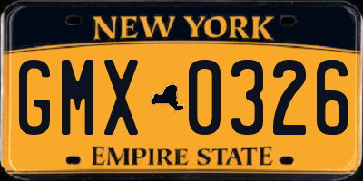 NY license plate GMX0326
