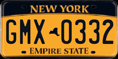 NY license plate GMX0332
